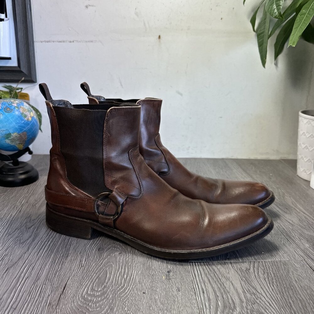 To Boot New York Adam Derrick Harness Men's Brown Leather Boots Size US 11